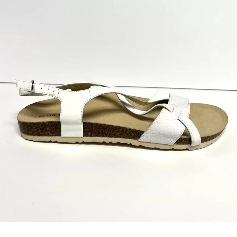 David Tate Womens Genius Sandal White Size 10W